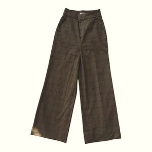 & Other Stories High Waisted Trousers - Brown/Black Tartan Plaid - Size 0